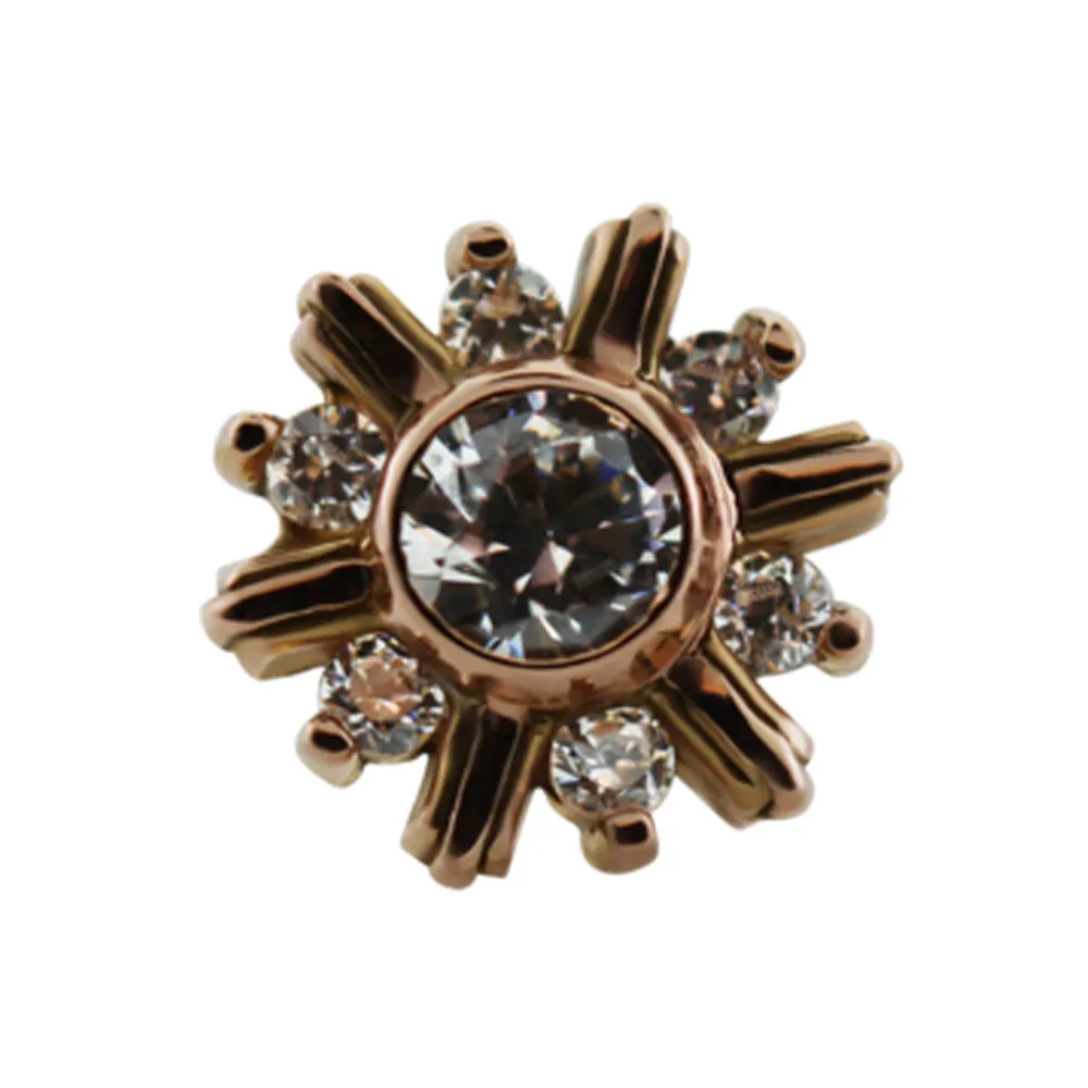 7 Stone Snowflake  Threaded End in Gold with Faceted Gems