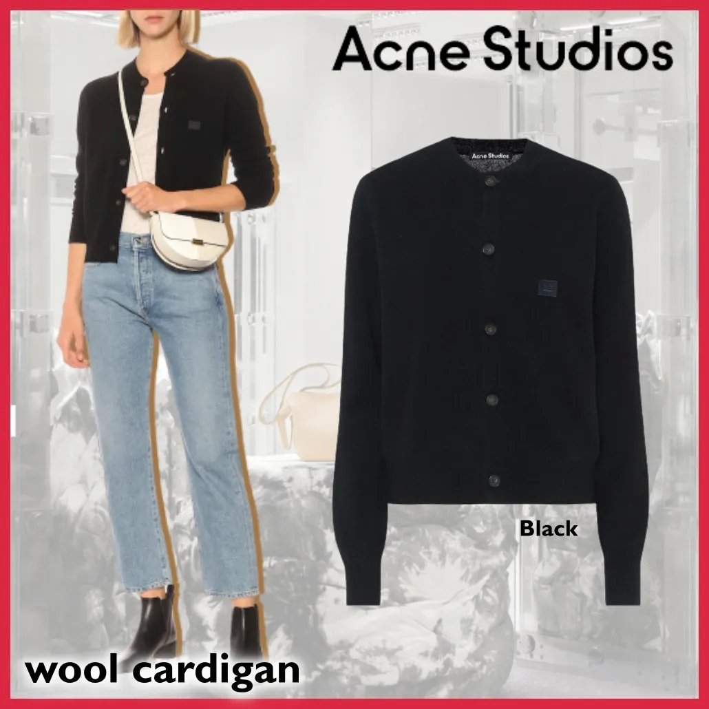 Acne Studios  |Wool Long Sleeves Plain Elegant Style Cardigans