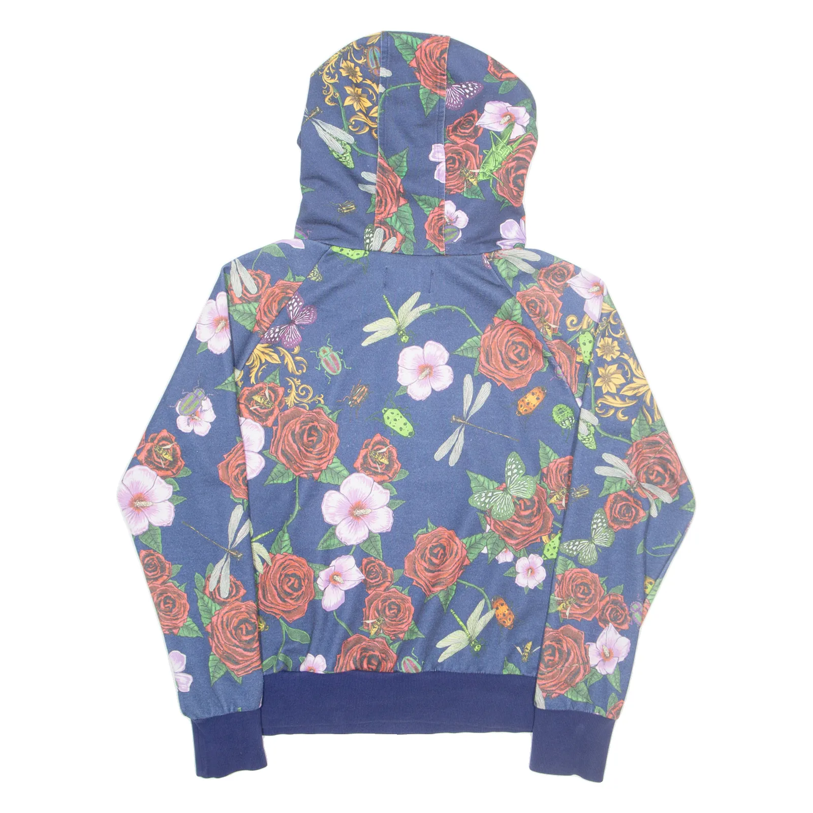 ADIDAS Floral Womens Blue Hoodie UK 8