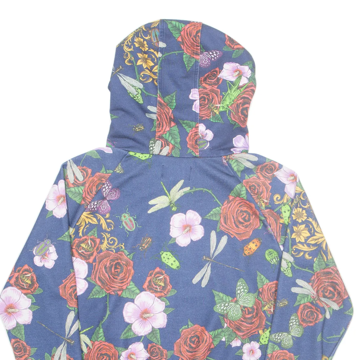 ADIDAS Floral Womens Blue Hoodie UK 8