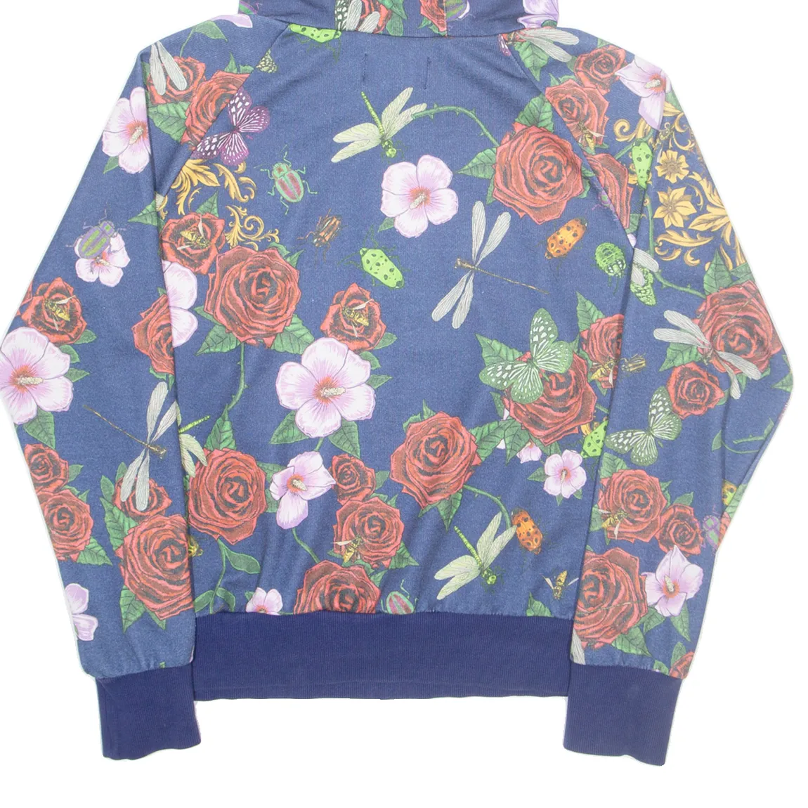 ADIDAS Floral Womens Blue Hoodie UK 8