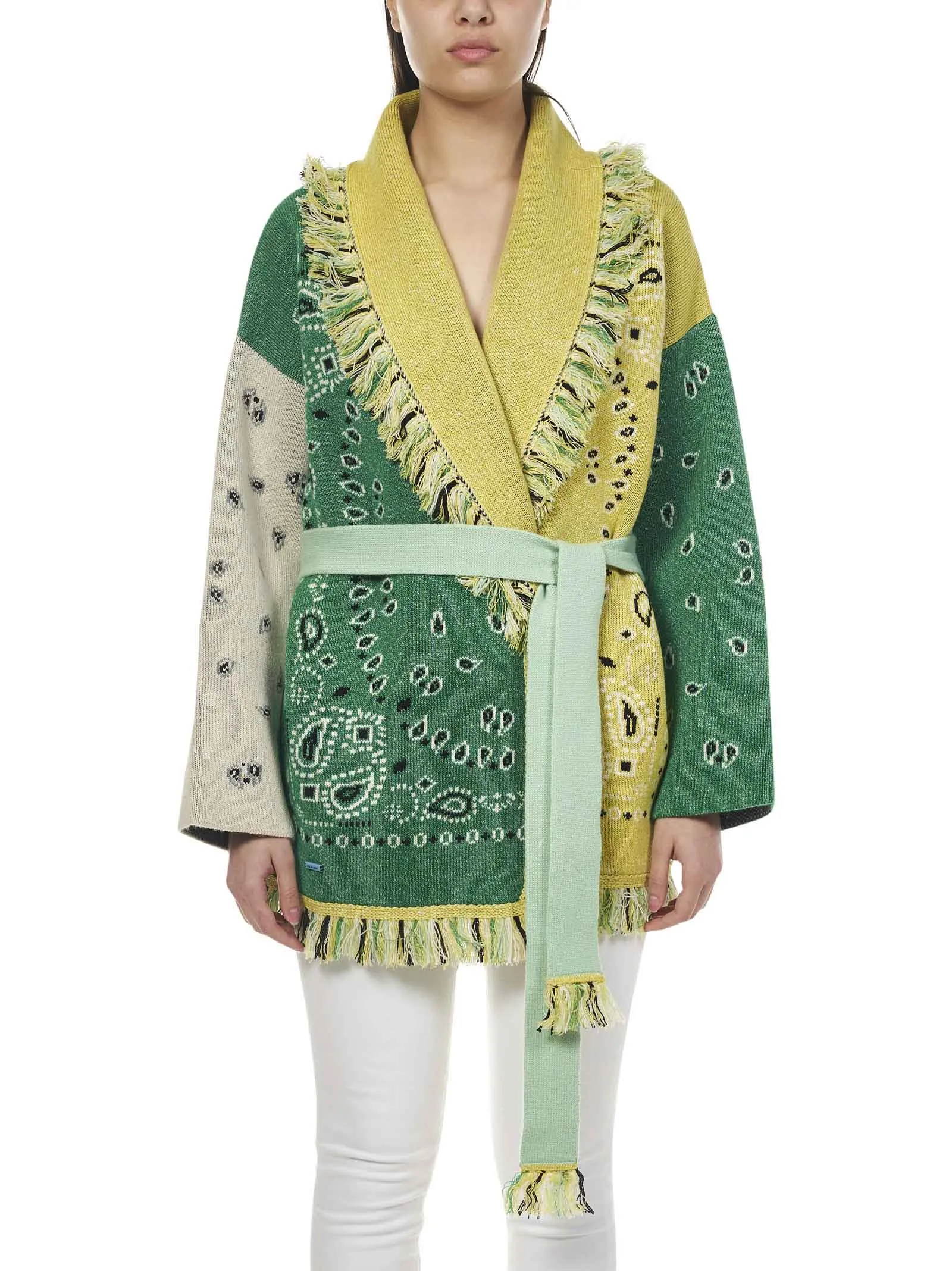 Alanui Icon Bandana Jacquard Patchwork Cardigan