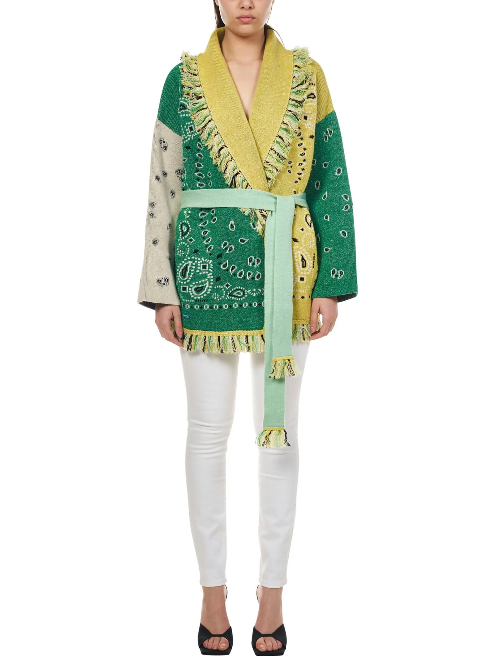 Alanui Icon Bandana Jacquard Patchwork Cardigan