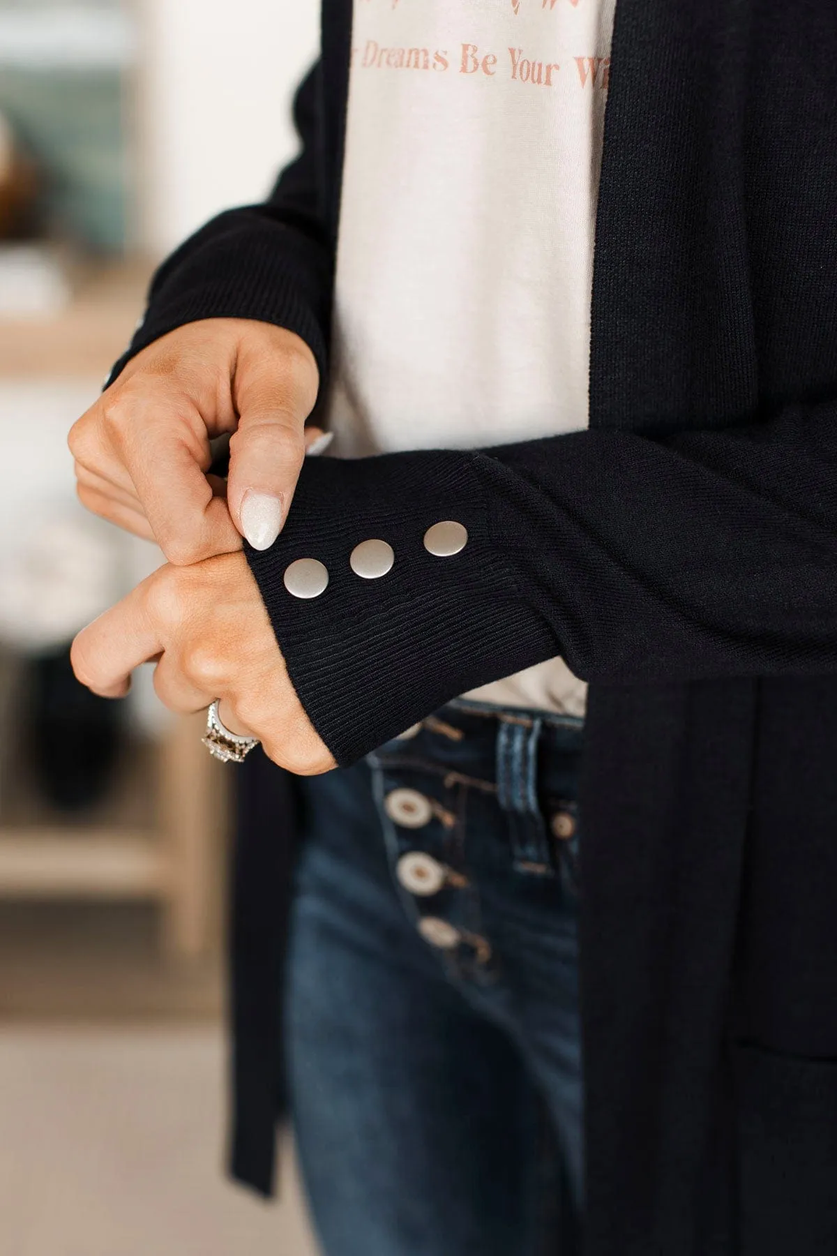 Always Impressive Knit Cardigan- Dark Navy