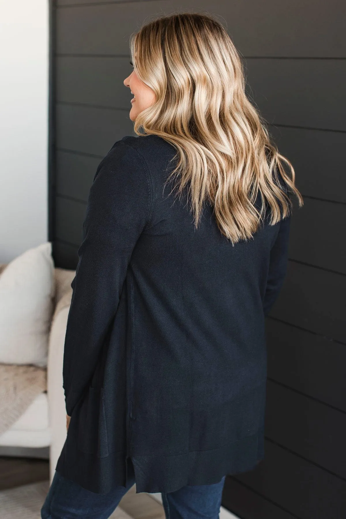 Always Impressive Knit Cardigan- Dark Navy