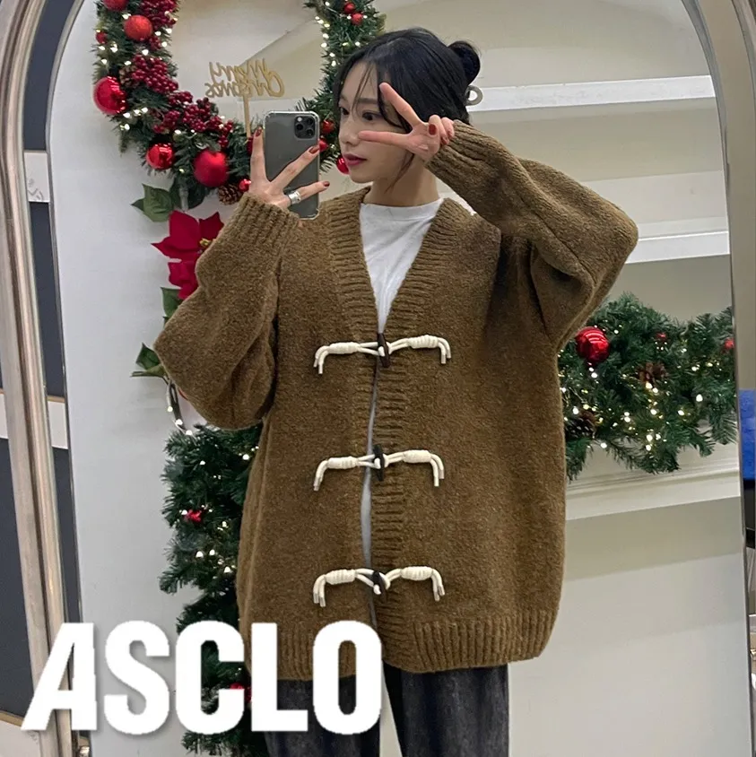 ASCLO  |Unisex Wool Nylon Street Style Plain Oversized Cardigans