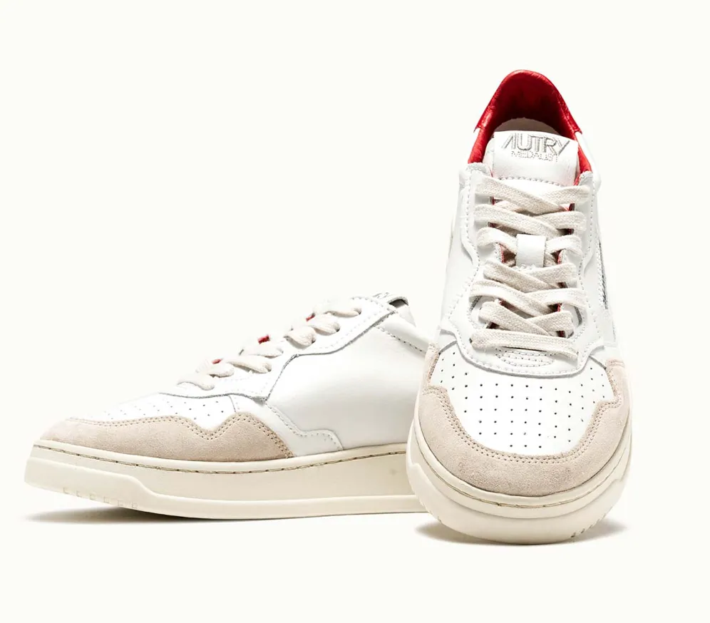 Autry Action Shoes Leather & Suede - Red & White