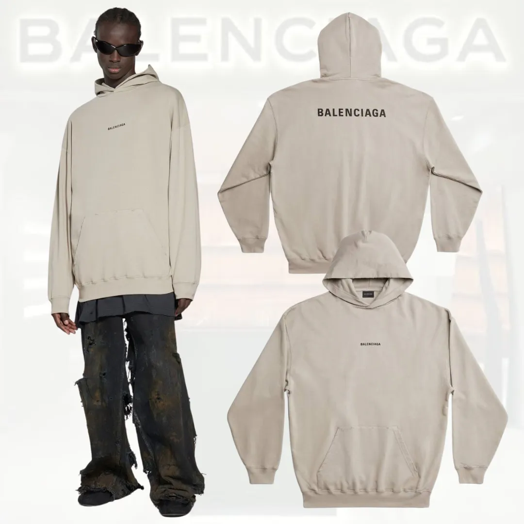 BALENCIAGA  |Pullovers Unisex Street Style Long Sleeves Plain Cotton