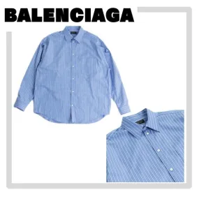 BALENCIAGA  |Stripes Long Sleeves Cotton Luxury Shirts