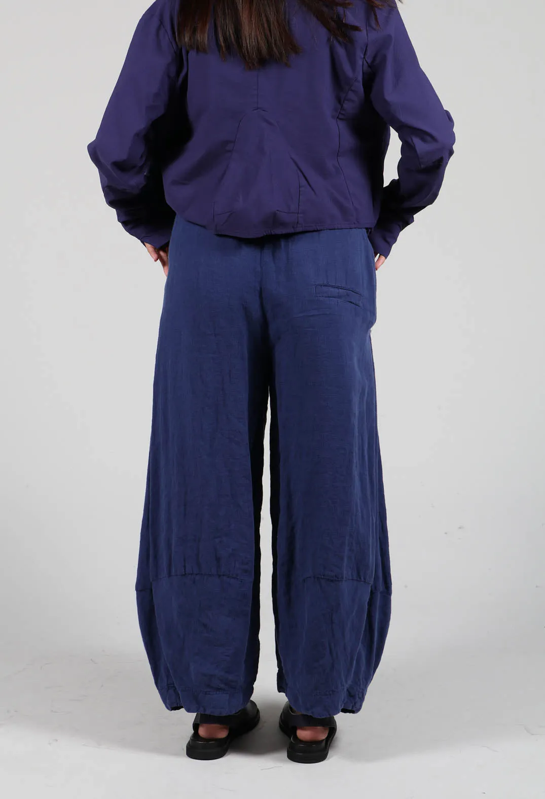 Balloon Leg Linen Trousers in Azur