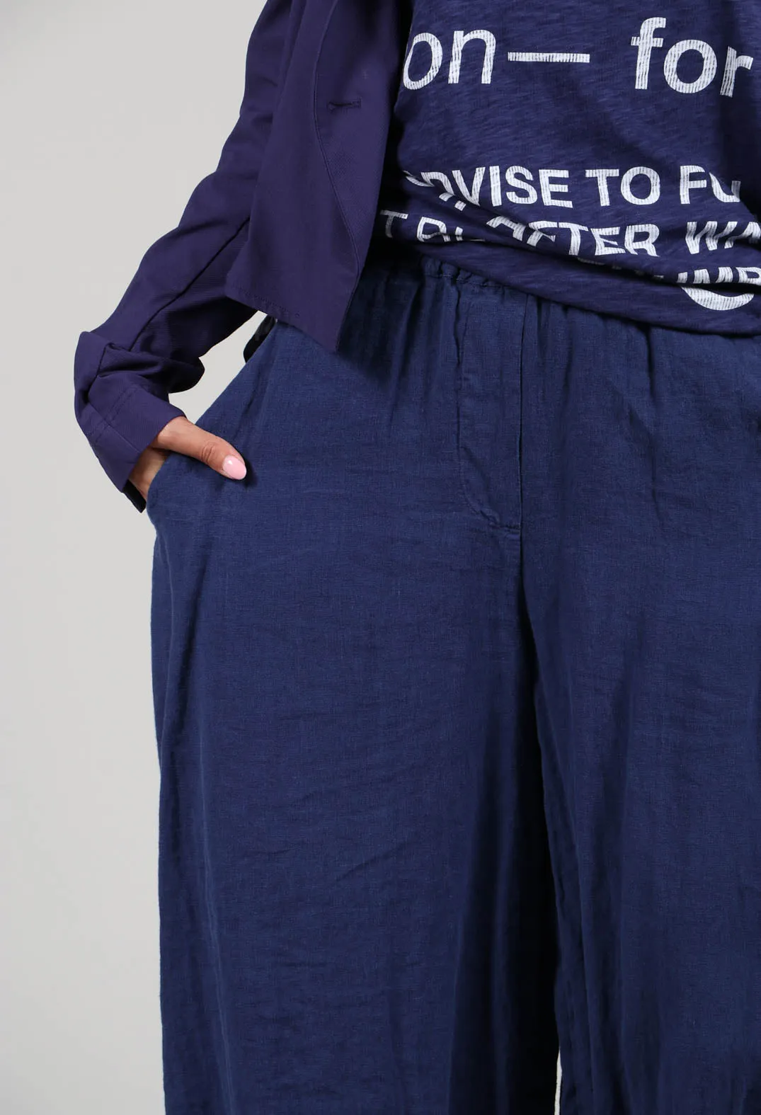 Balloon Leg Linen Trousers in Azur