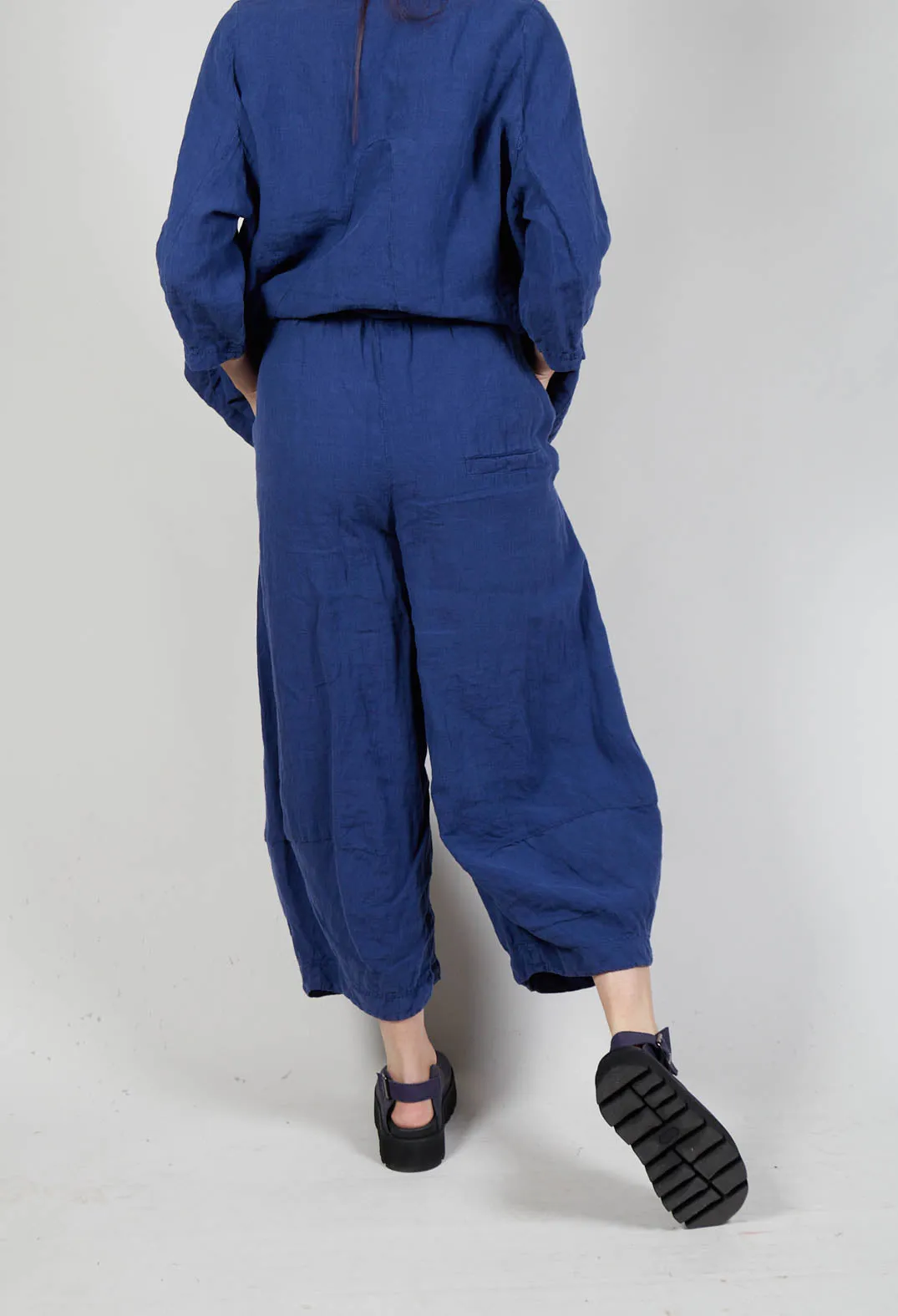 Balloon Leg Linen Trousers in Azur