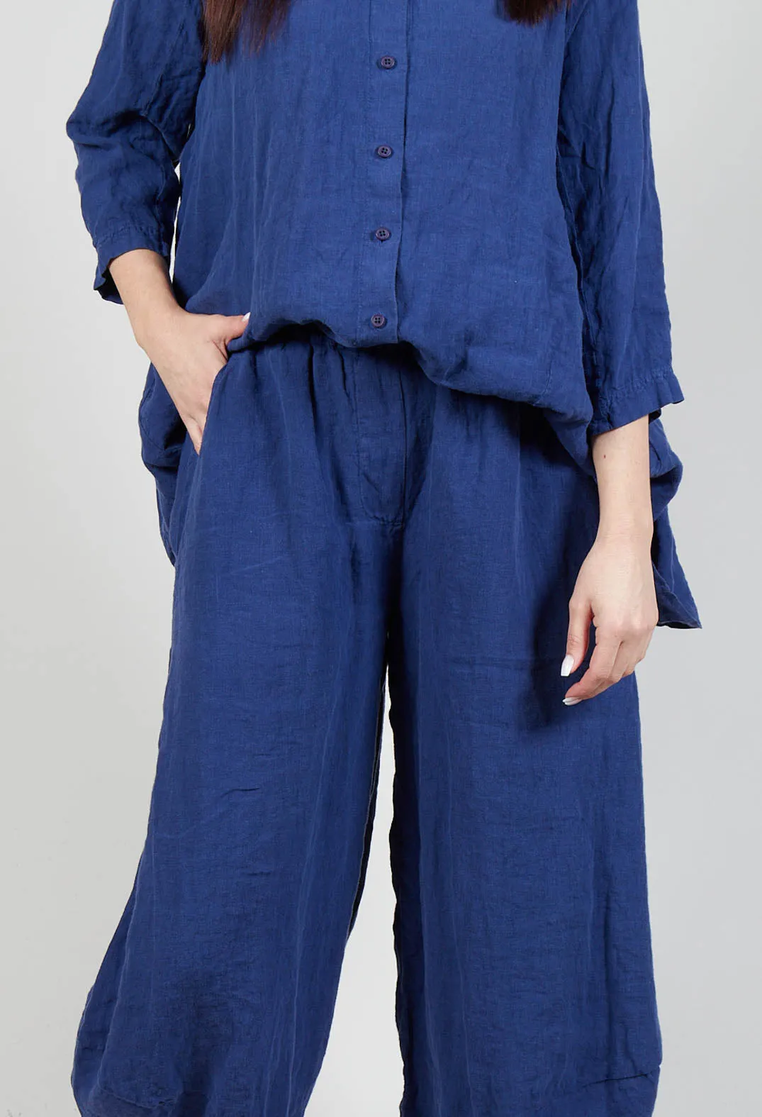 Balloon Leg Linen Trousers in Azur