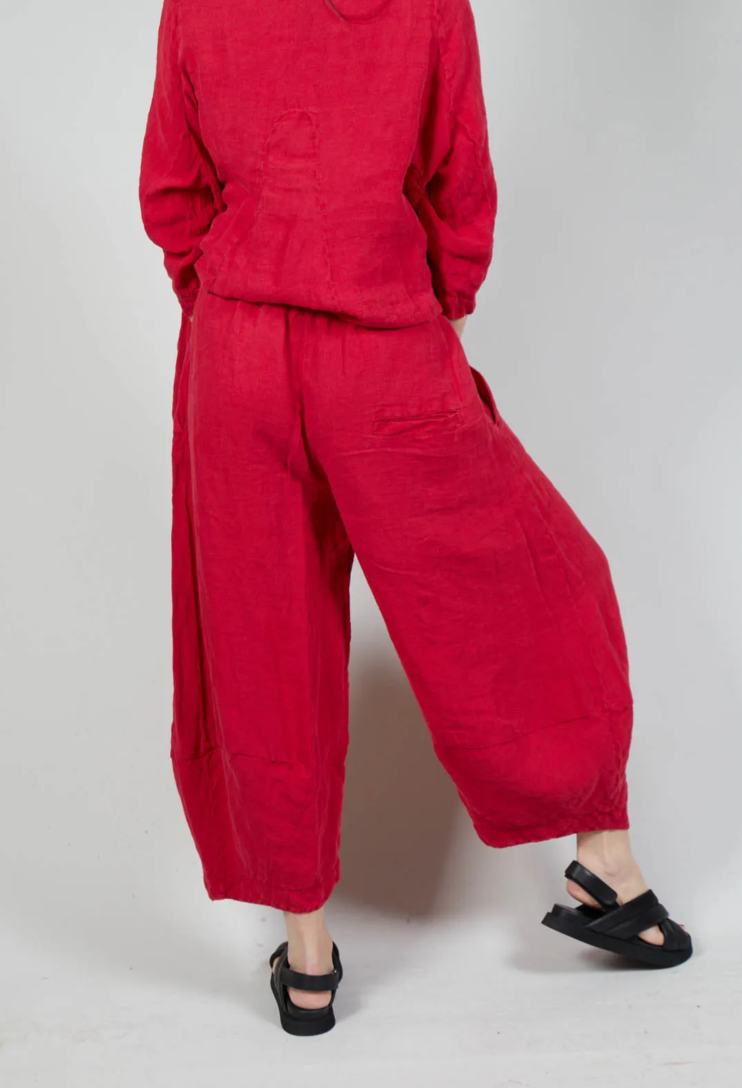 Balloon Leg Linen Trousers in Chili