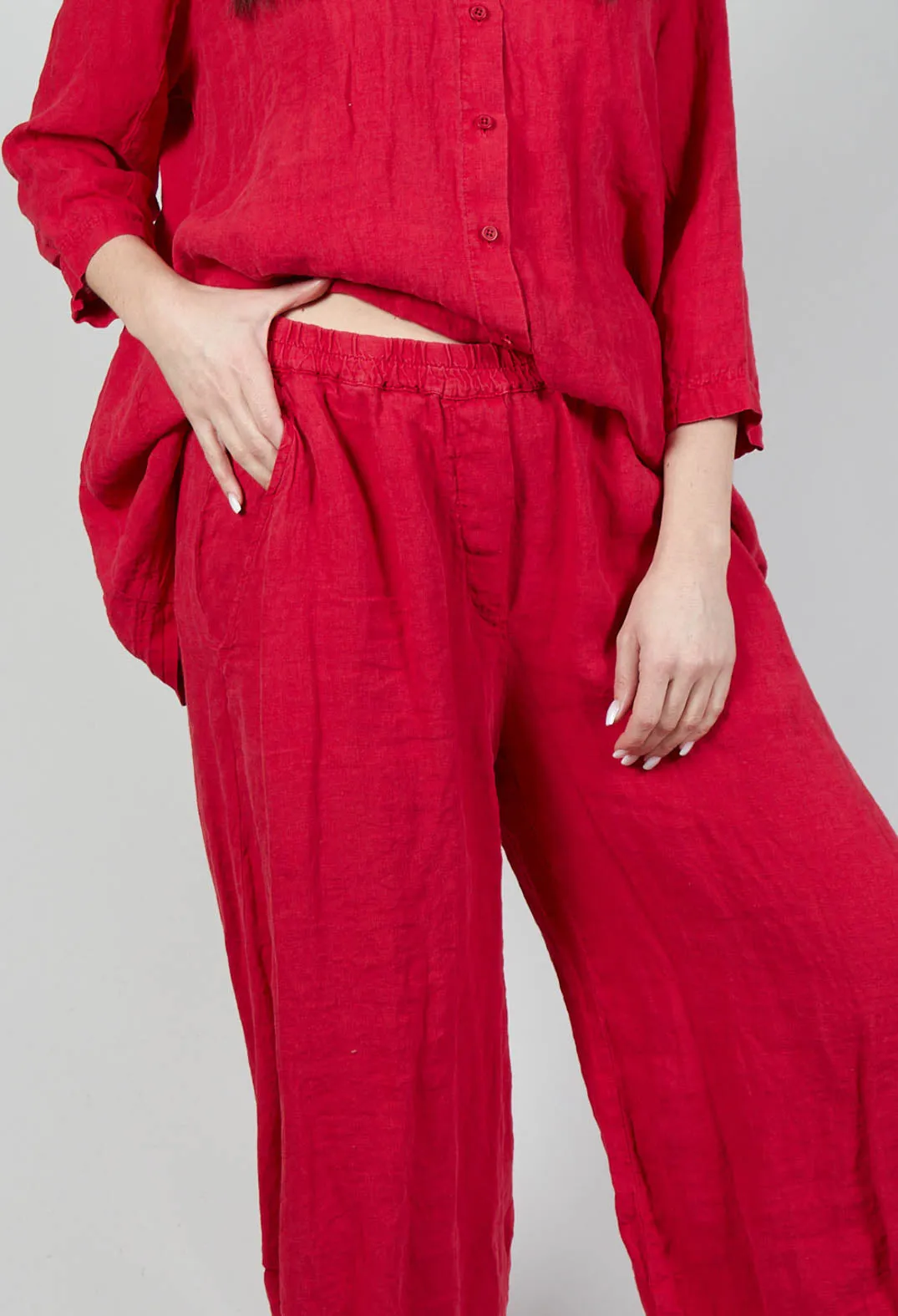 Balloon Leg Linen Trousers in Chili