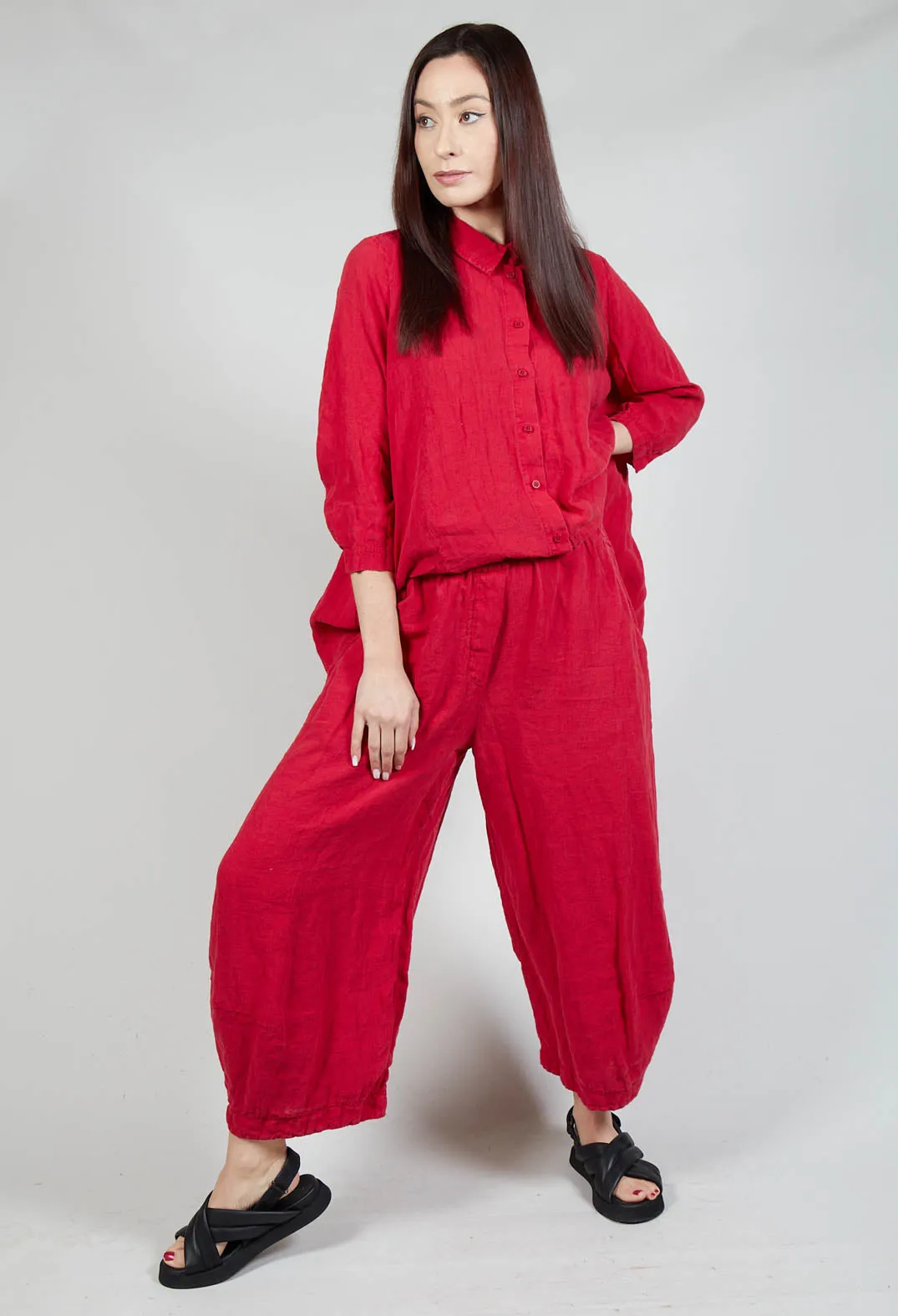 Balloon Leg Linen Trousers in Chili