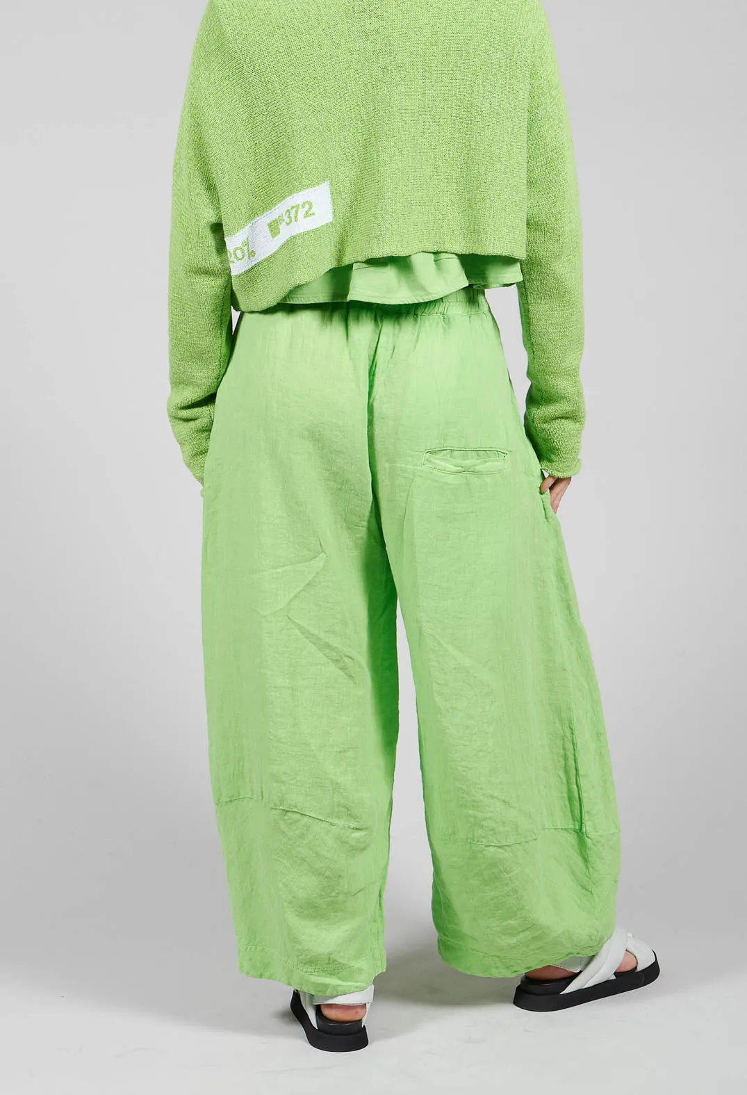 Balloon Leg Linen Trousers in Lime