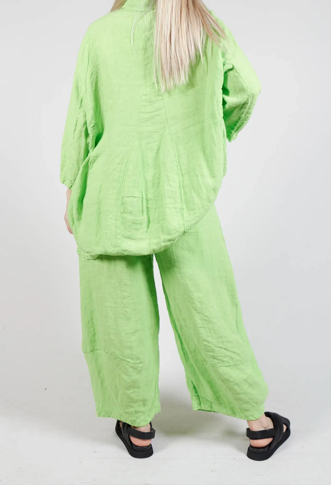 Balloon Leg Linen Trousers in Lime