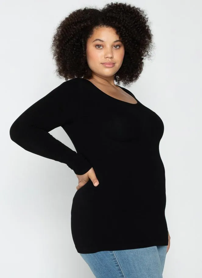 Bamboo Curvy Scoop Neck Long Sleeve