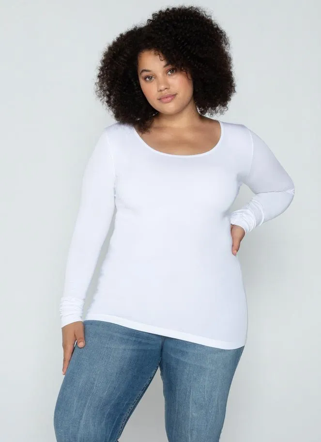 Bamboo Curvy Scoop Neck Long Sleeve