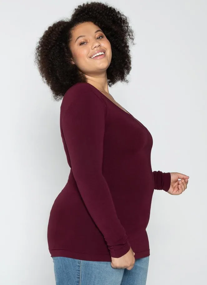 Bamboo Curvy Scoop Neck Long Sleeve