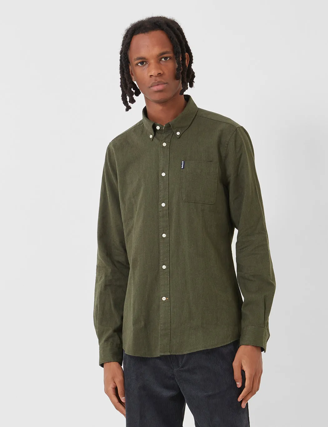 Barbour Herringbone 1 Tailored Shirt - Forest Green