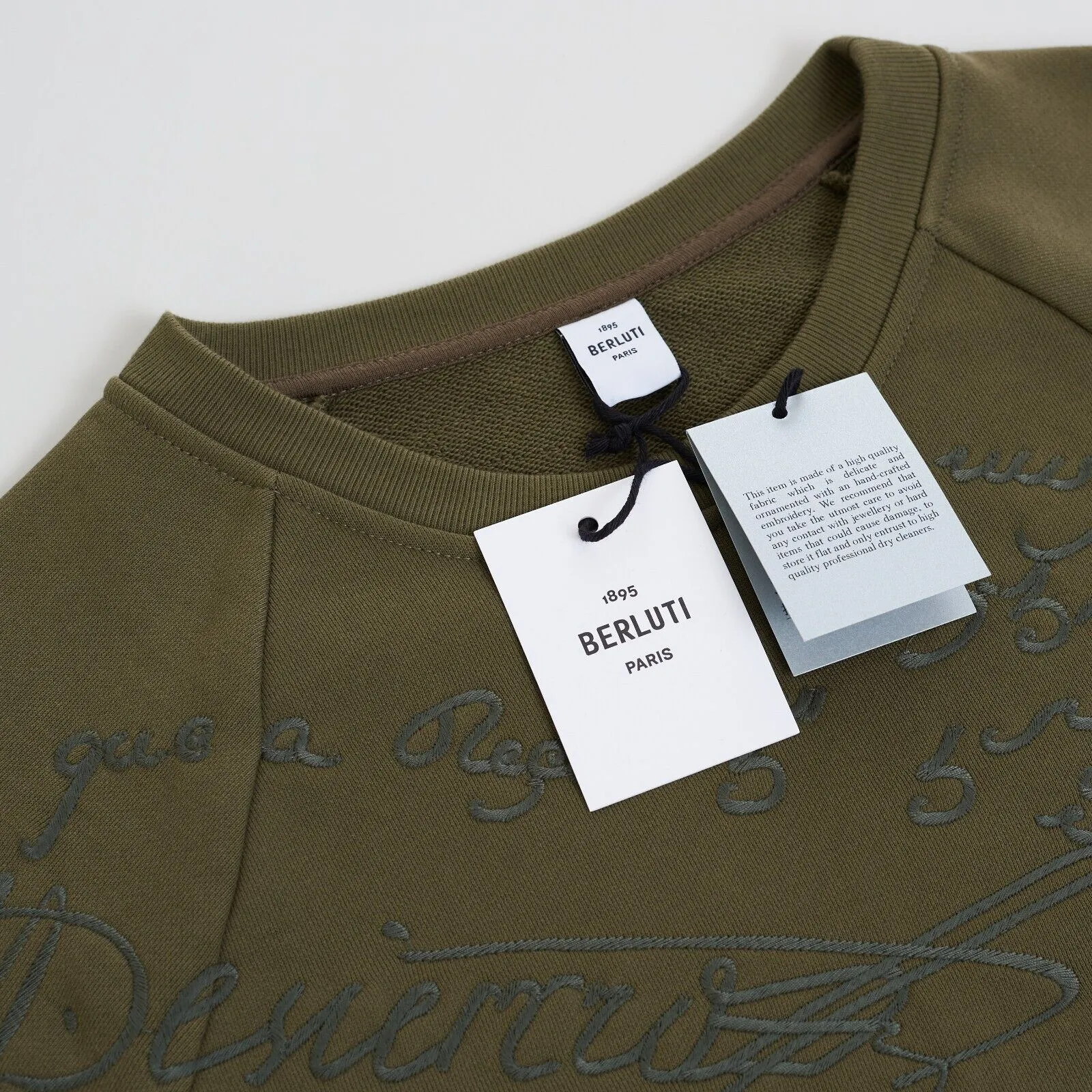 Berluti  |Long Sleeves Cotton Logo Luxury Sweatshirts