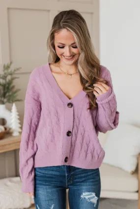 Beyond Cozy Knit Button Cardigan- Lavender