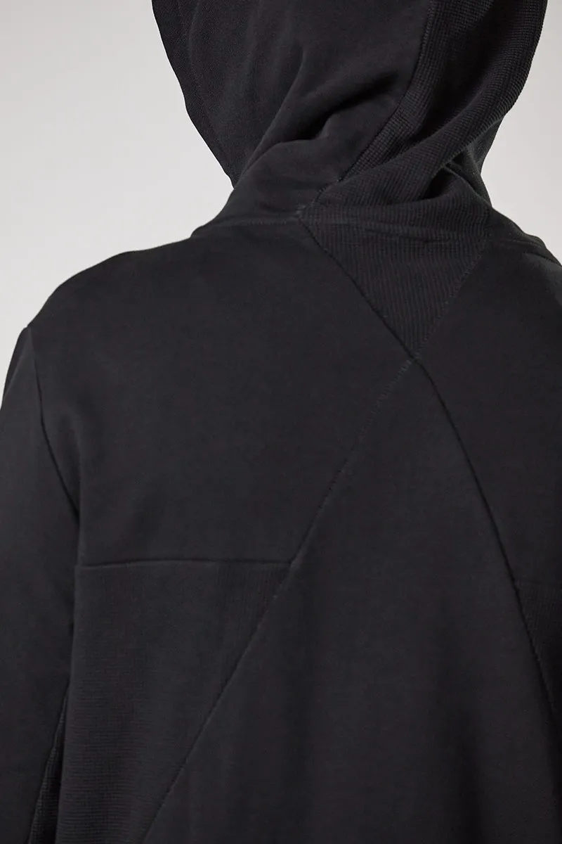 BLACK HOODED MATMIX SWEATER