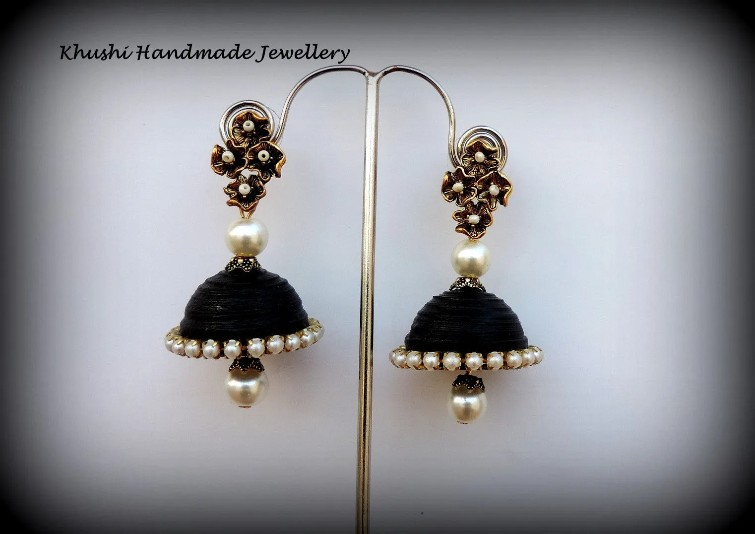 Black jhumkas with stud