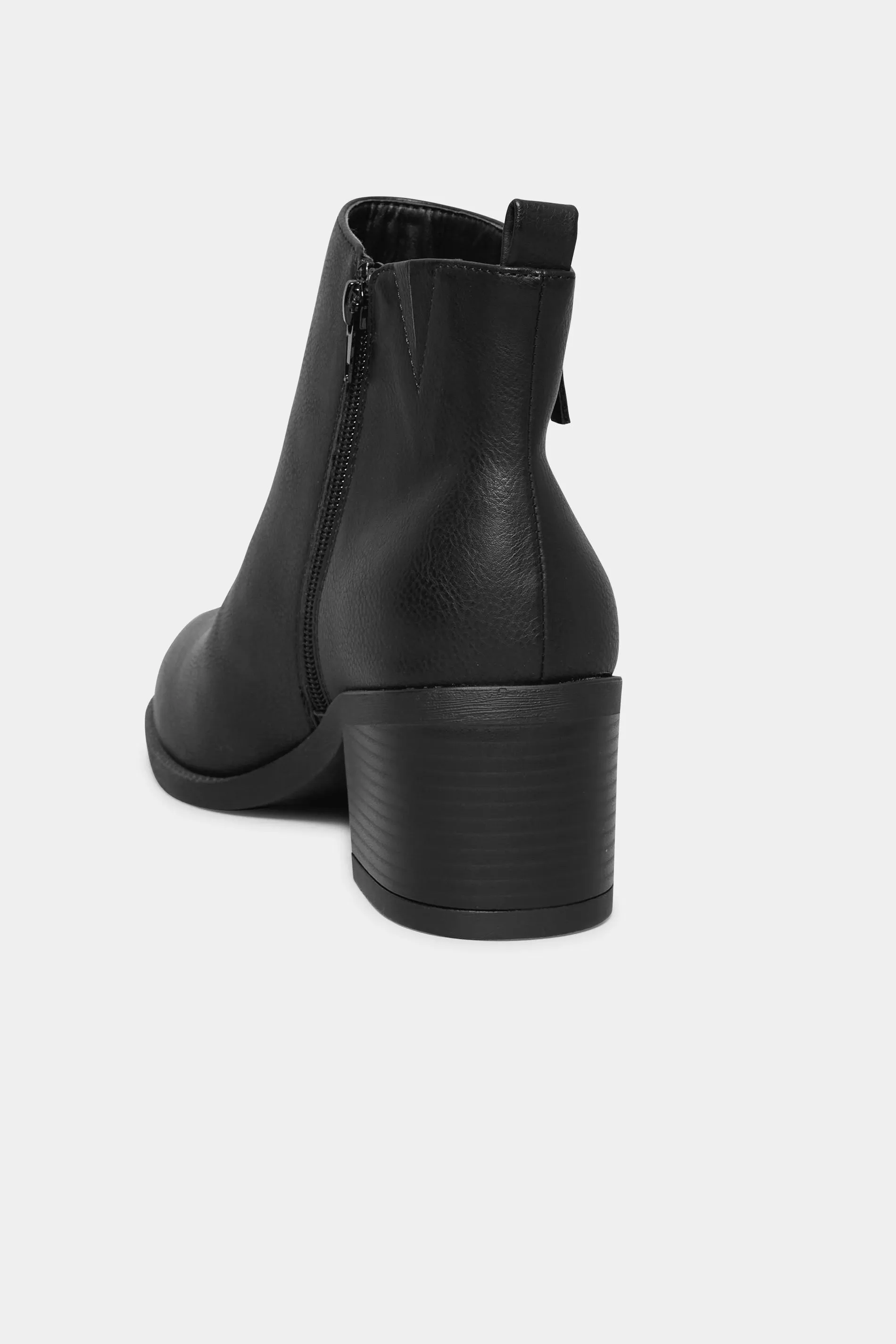 Black Side Zip Block Heel Boots In Wide E Fit & Extra Wide EEE Fit