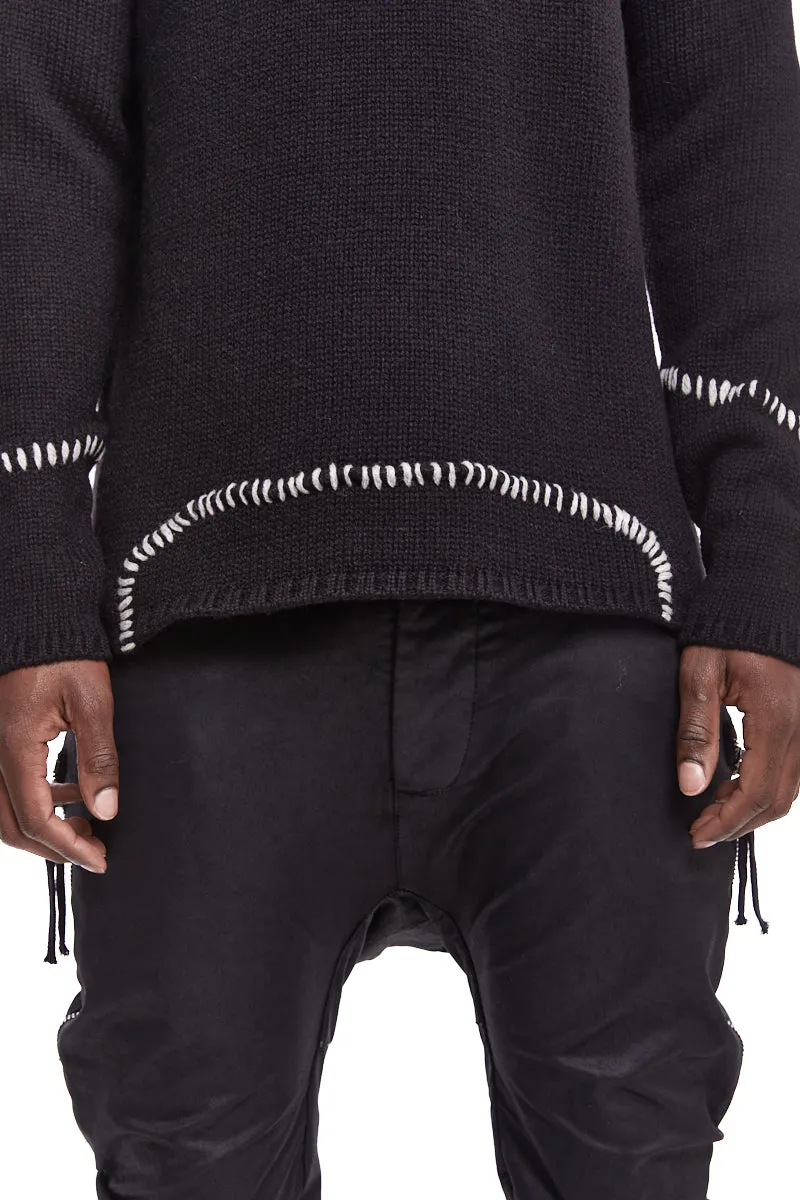 BLACK STITCHING WOOL SWEATER