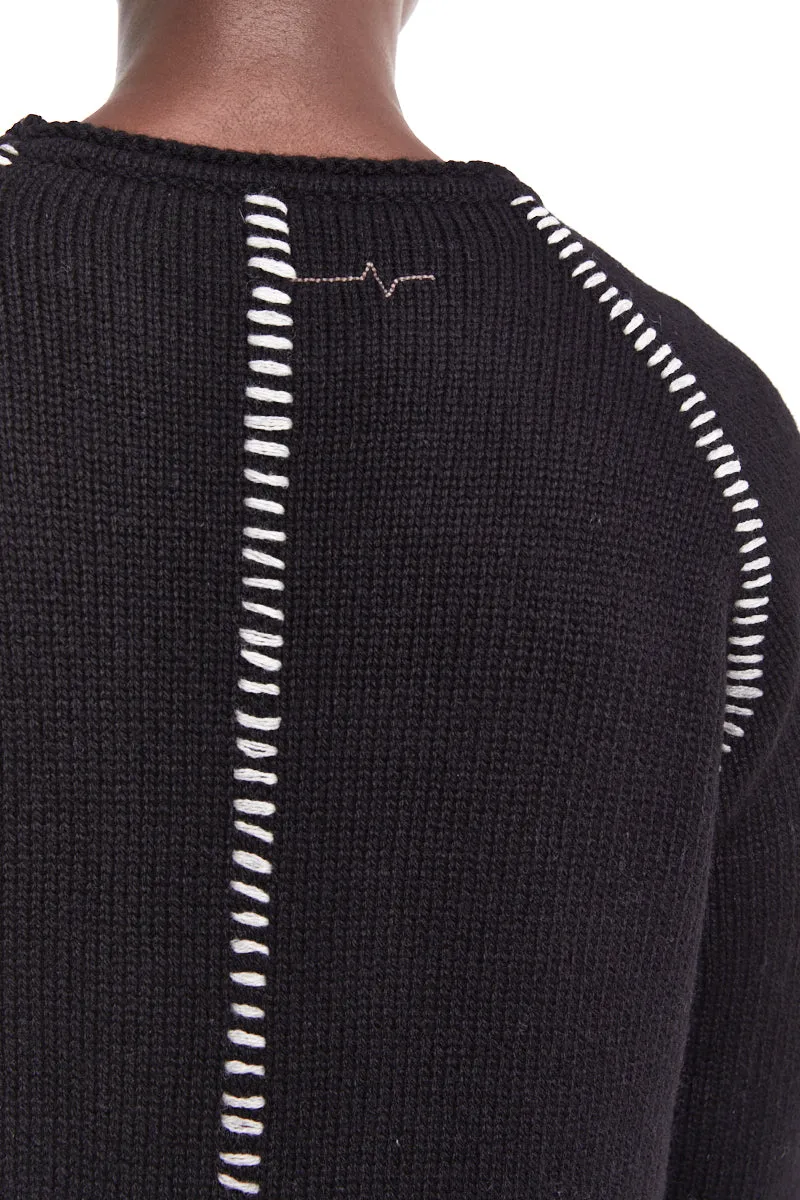 BLACK STITCHING WOOL SWEATER