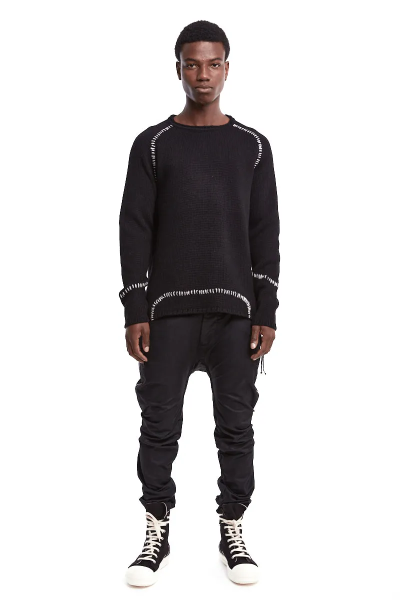 BLACK STITCHING WOOL SWEATER