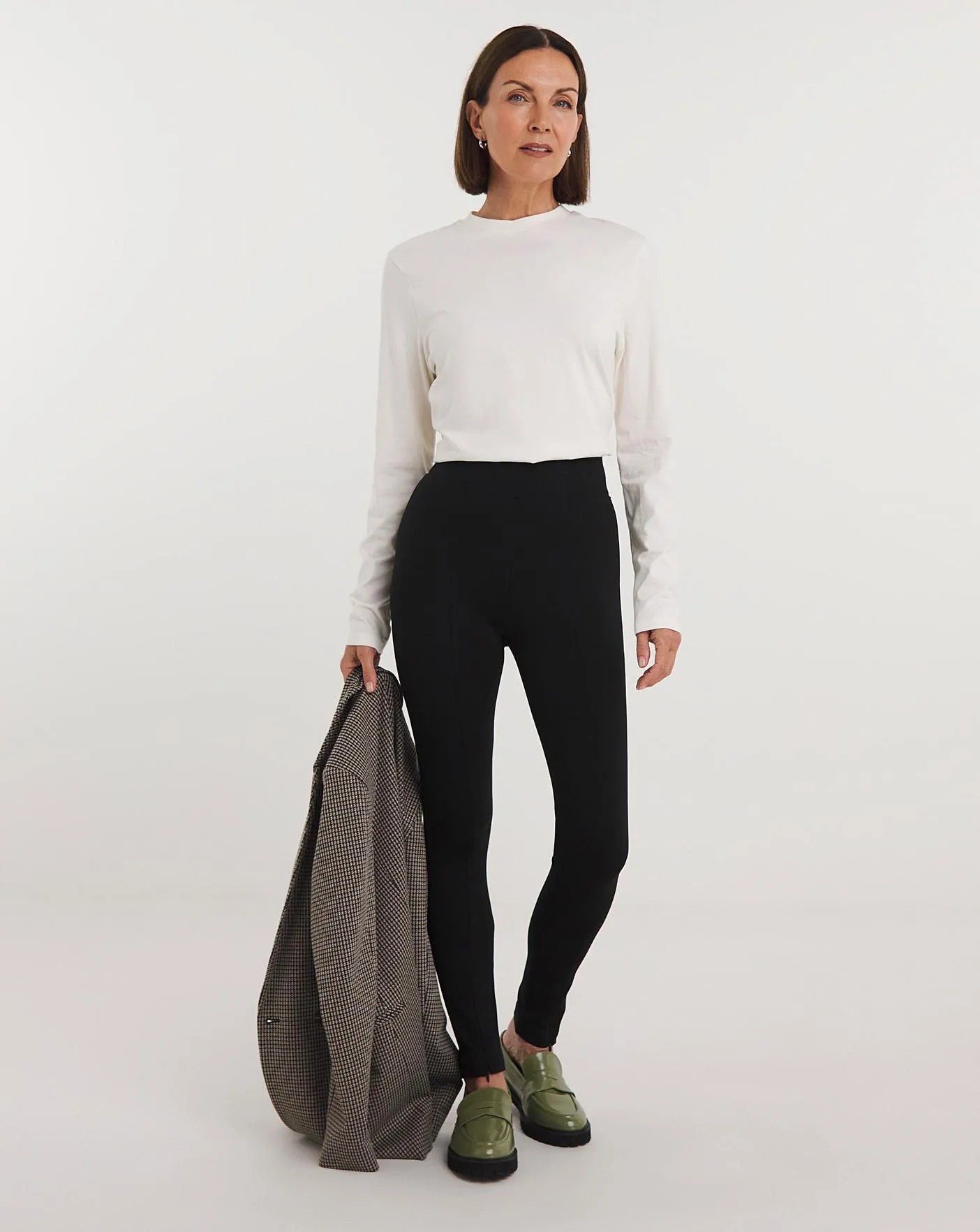 Black Zip Hem Ponte Leggings