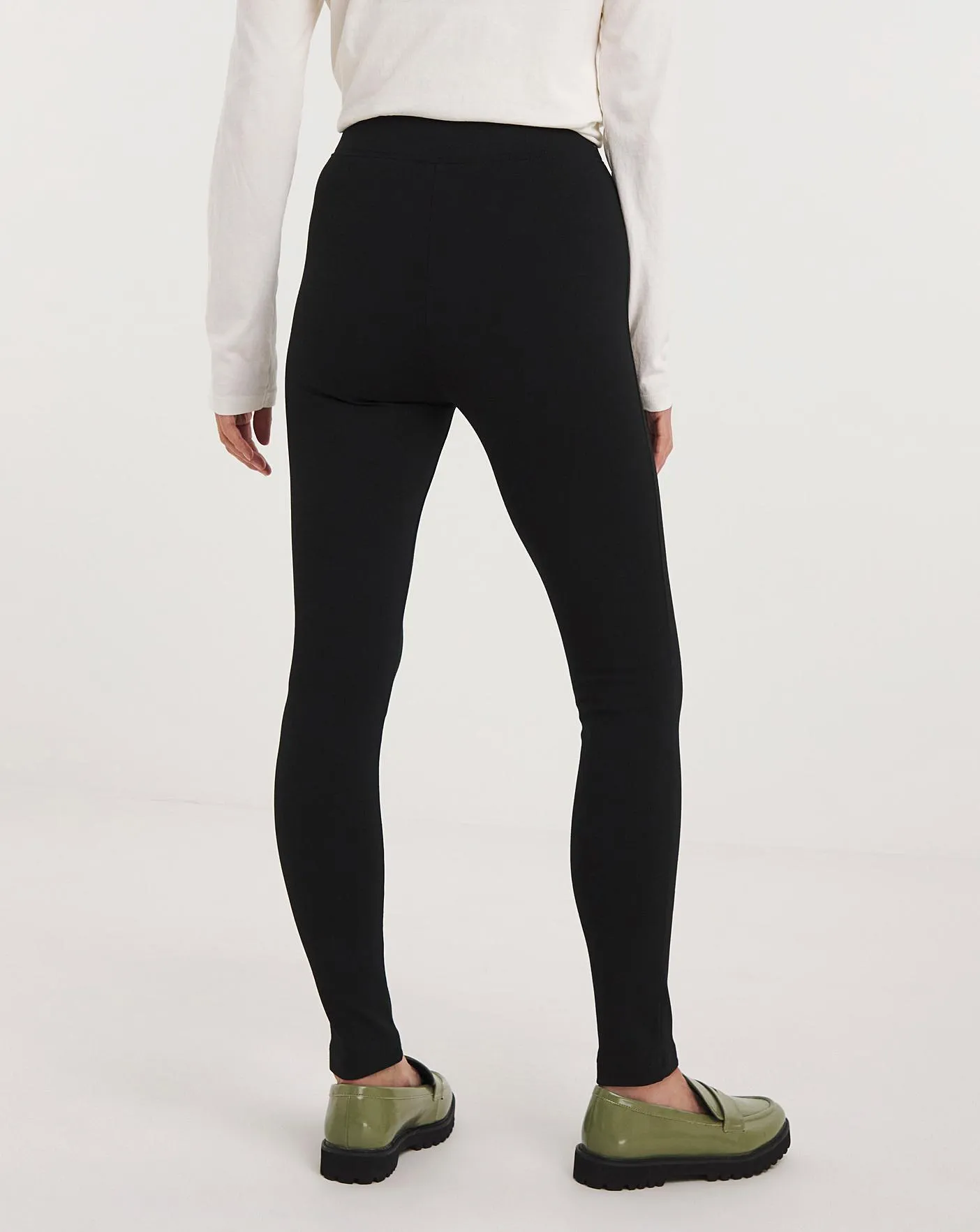 Black Zip Hem Ponte Leggings