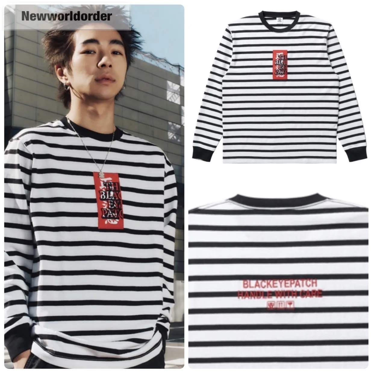 BlackEyePatch  |Crew Neck Pullovers Stripes Unisex Street Style Long Sleeves