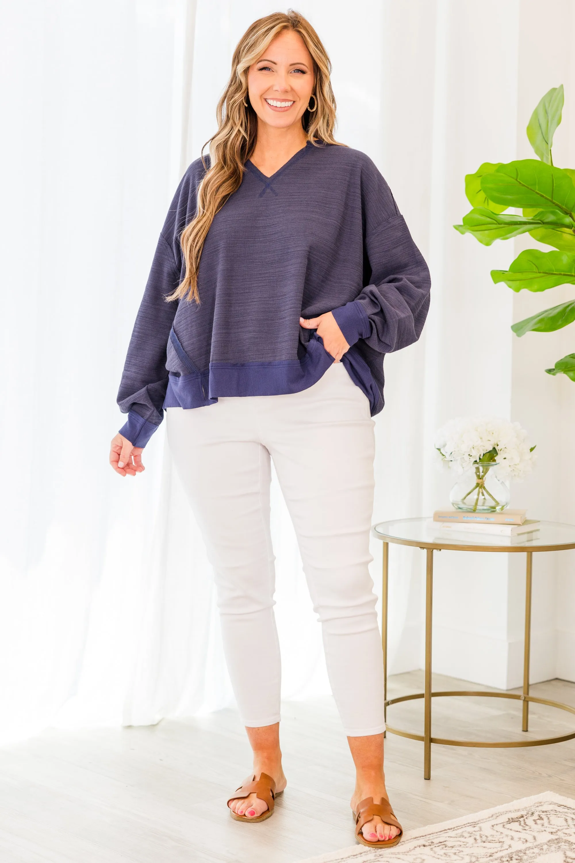 Blushing Pullover, Navy