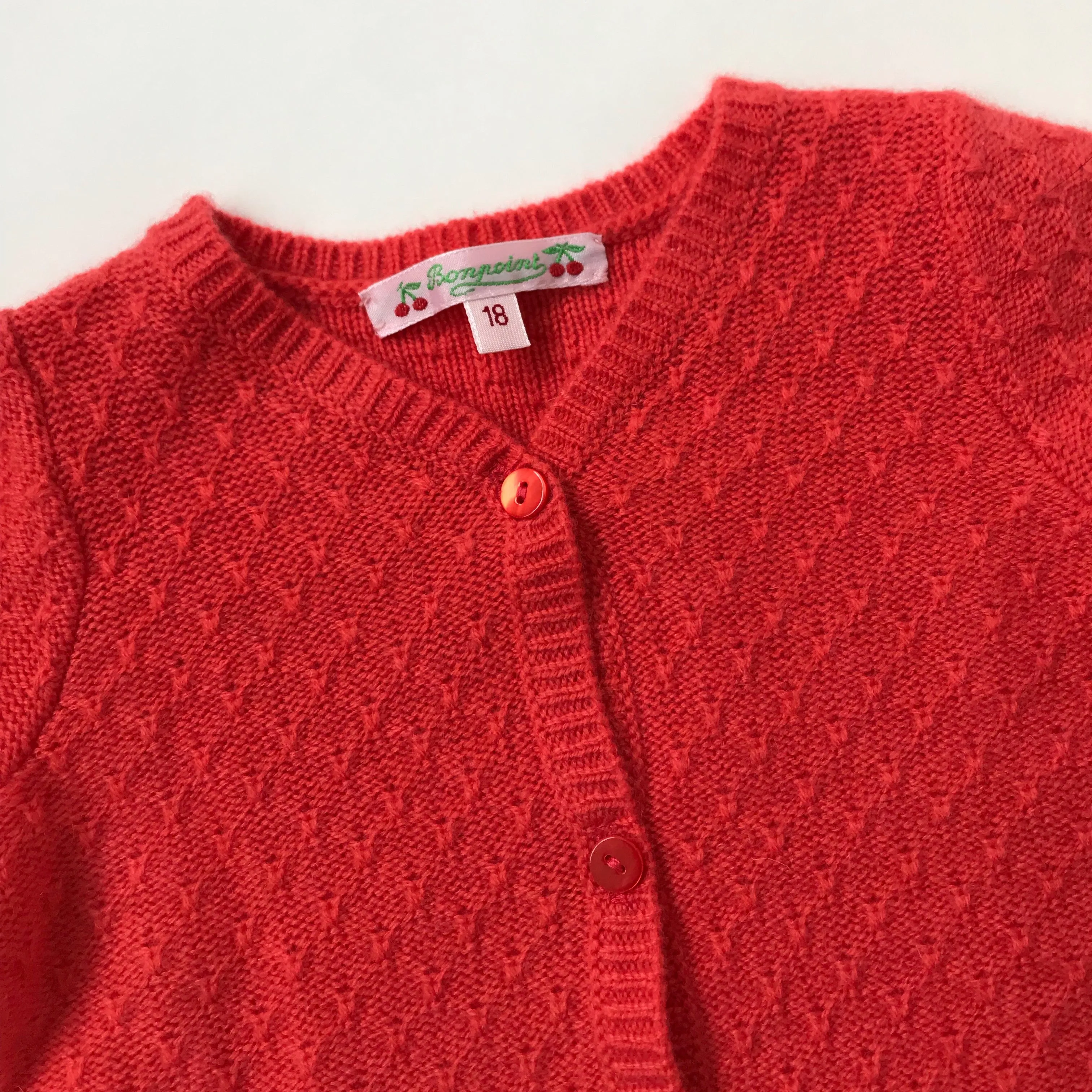 Bonpoint Raspberry Cashmere Cardigan: 18 Months