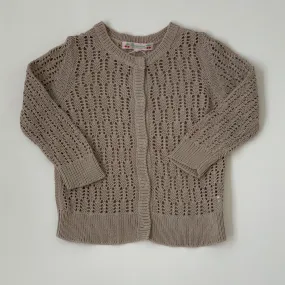 Bonpoint Taupe Crochet Cardigan:3 Years