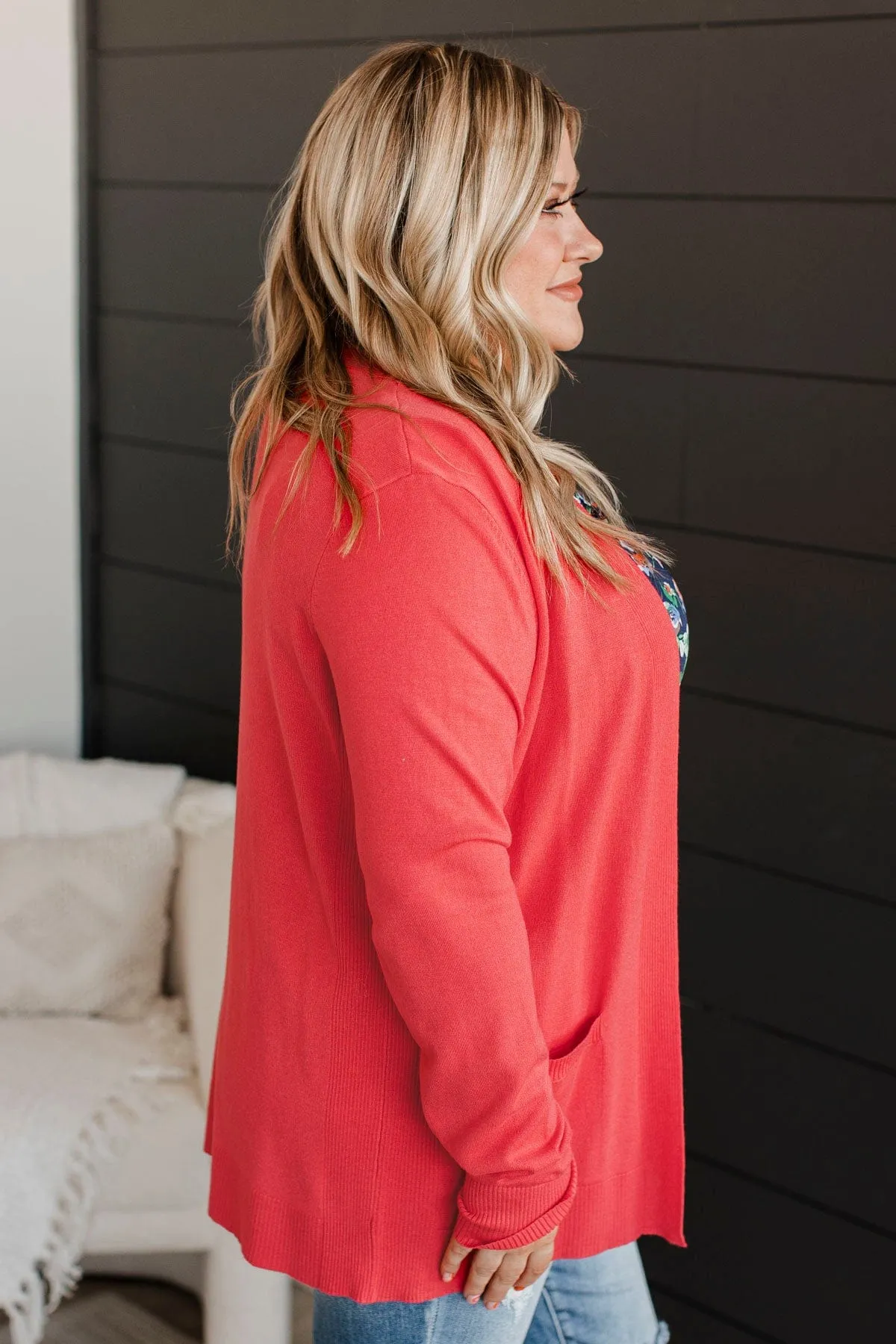 Bringing Perfection Lightweight Cardigan- Dark Coral