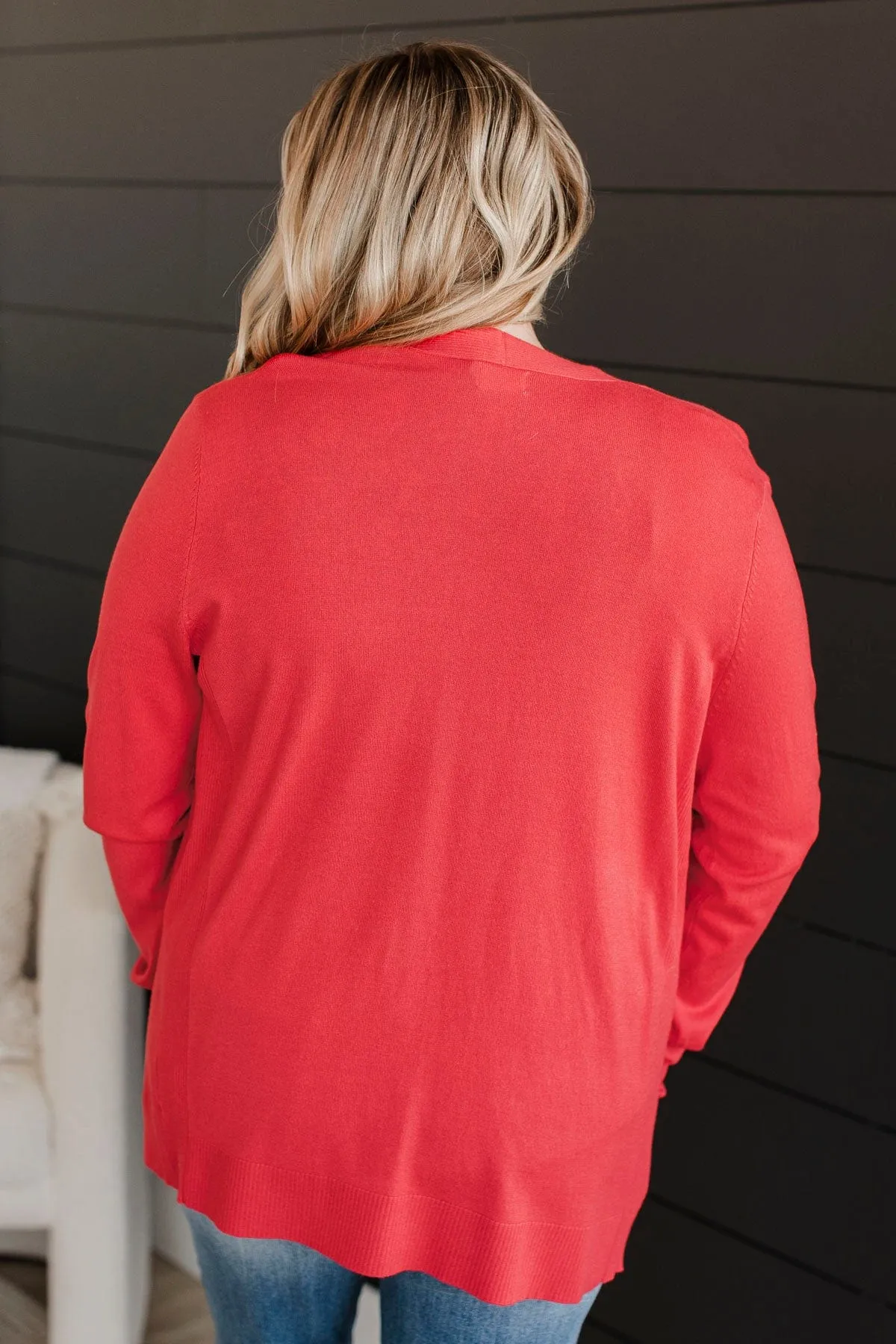 Bringing Perfection Lightweight Cardigan- Dark Coral