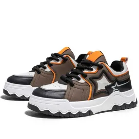 Brown stripe star pattern sport shoe sneaker