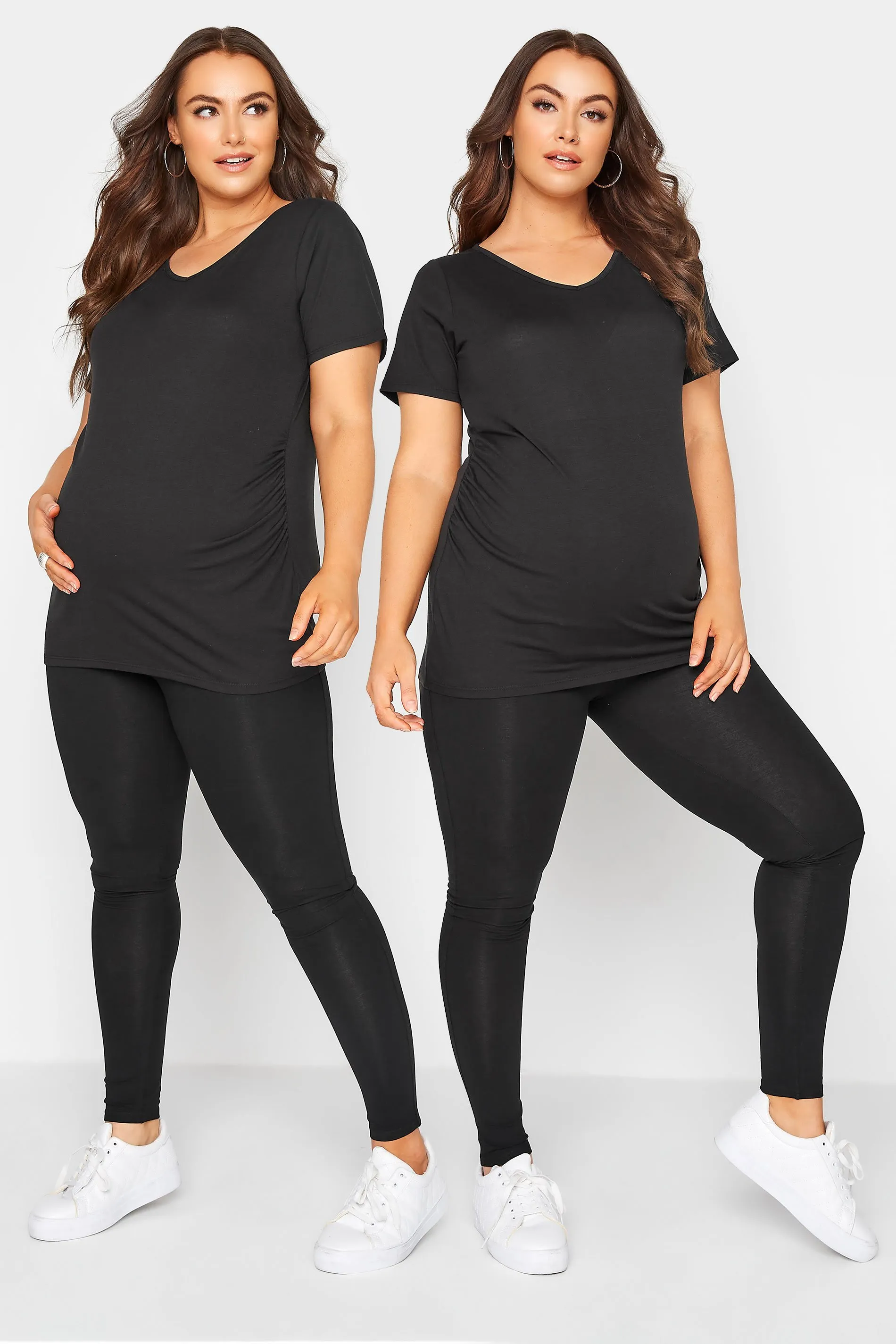 BUMP IT UP MATERNITY 2 Pack Black Leggings With Comfort Panel and Stretch