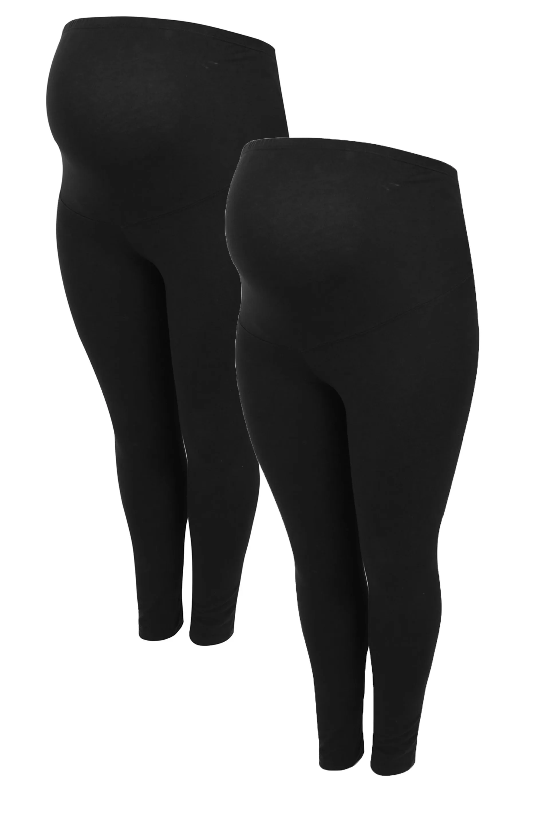 BUMP IT UP MATERNITY 2 Pack Black Leggings With Comfort Panel and Stretch