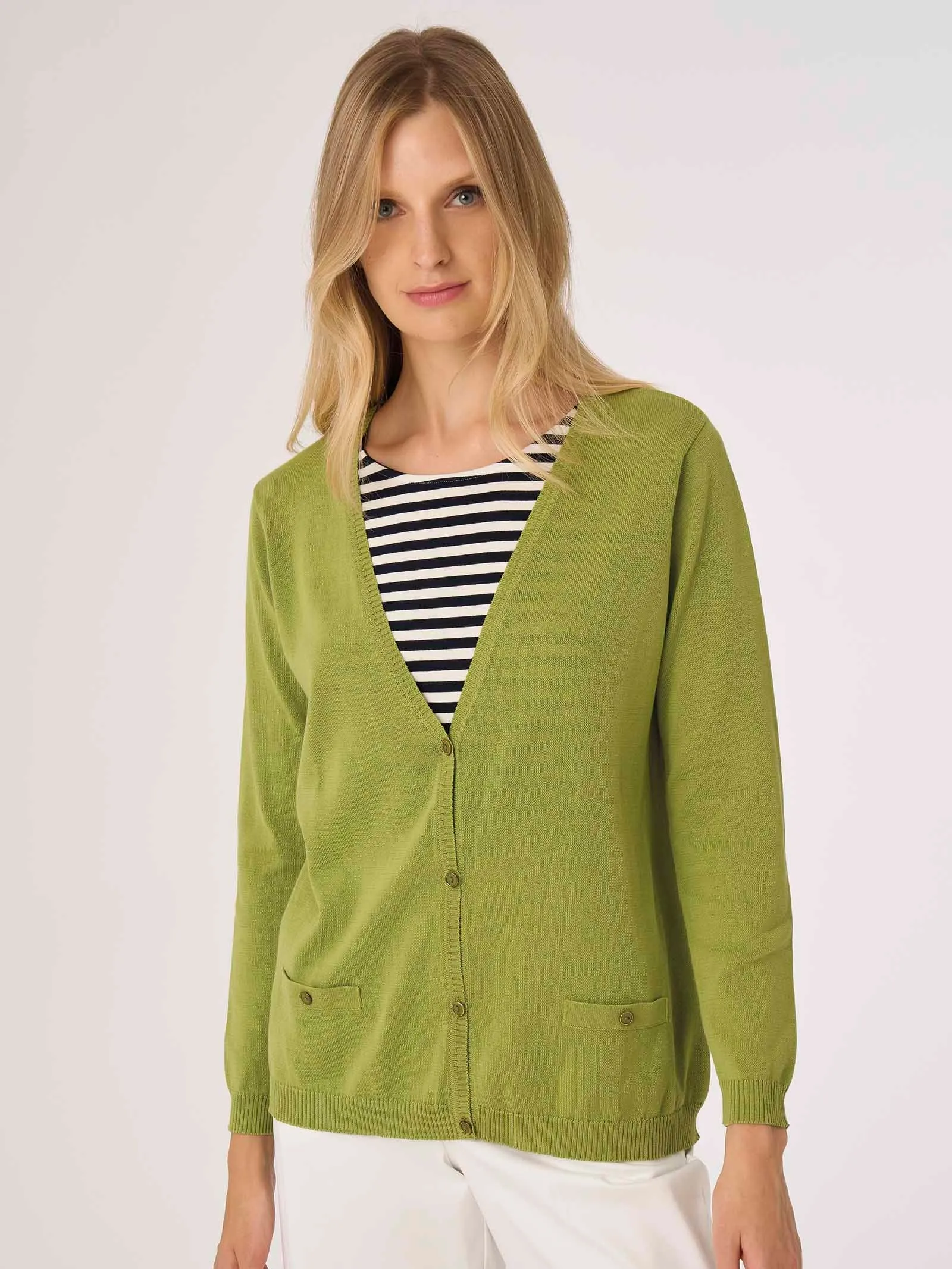 Cardigan in puro cotone - Daiquiri Green