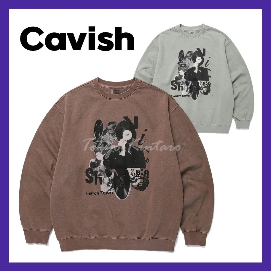 CAVISH  |Unisex Street Style Long Sleeves Logo Sweatshirts