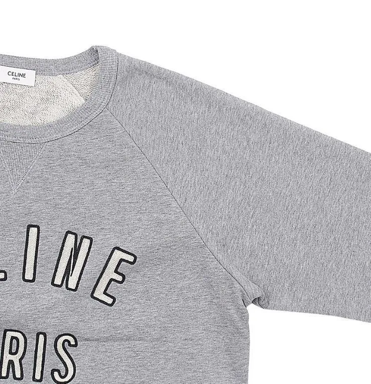 CELINE  |Long Sleeves Cotton Logo Luxury Sweatshirts