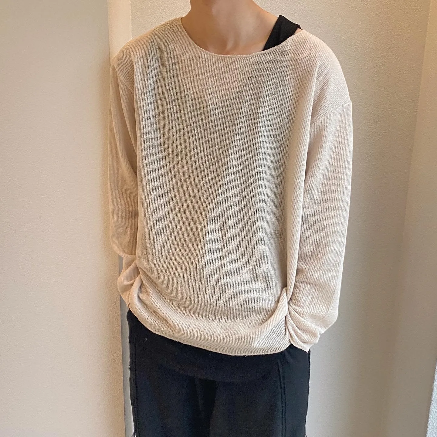 Cent  |Pullovers Street Style U-Neck Long Sleeves Plain Cotton