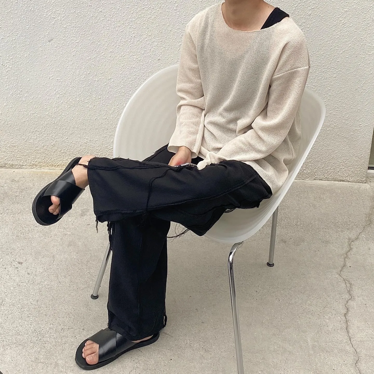 Cent  |Pullovers Street Style U-Neck Long Sleeves Plain Cotton